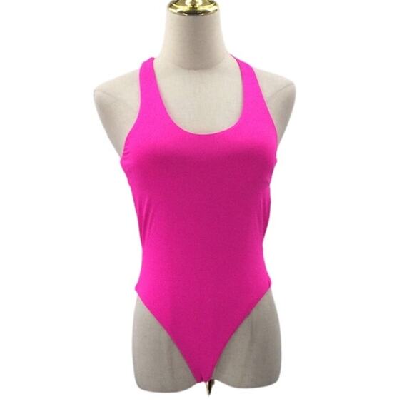 LULU'S SZ S Paradise Forever Hot Pink Cutout Cheeky One-Piece Swimsuit NEW 0B1 - Picture 3 of 8
